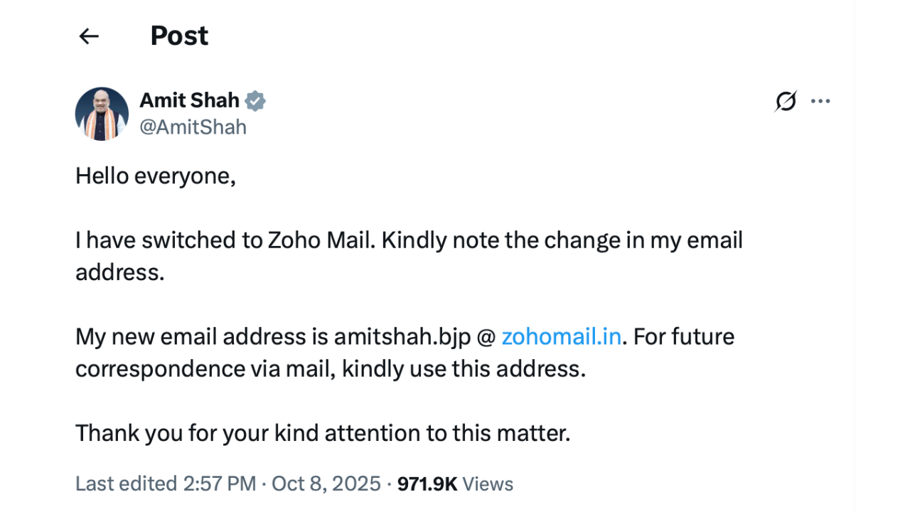 Amit Shah's post on X