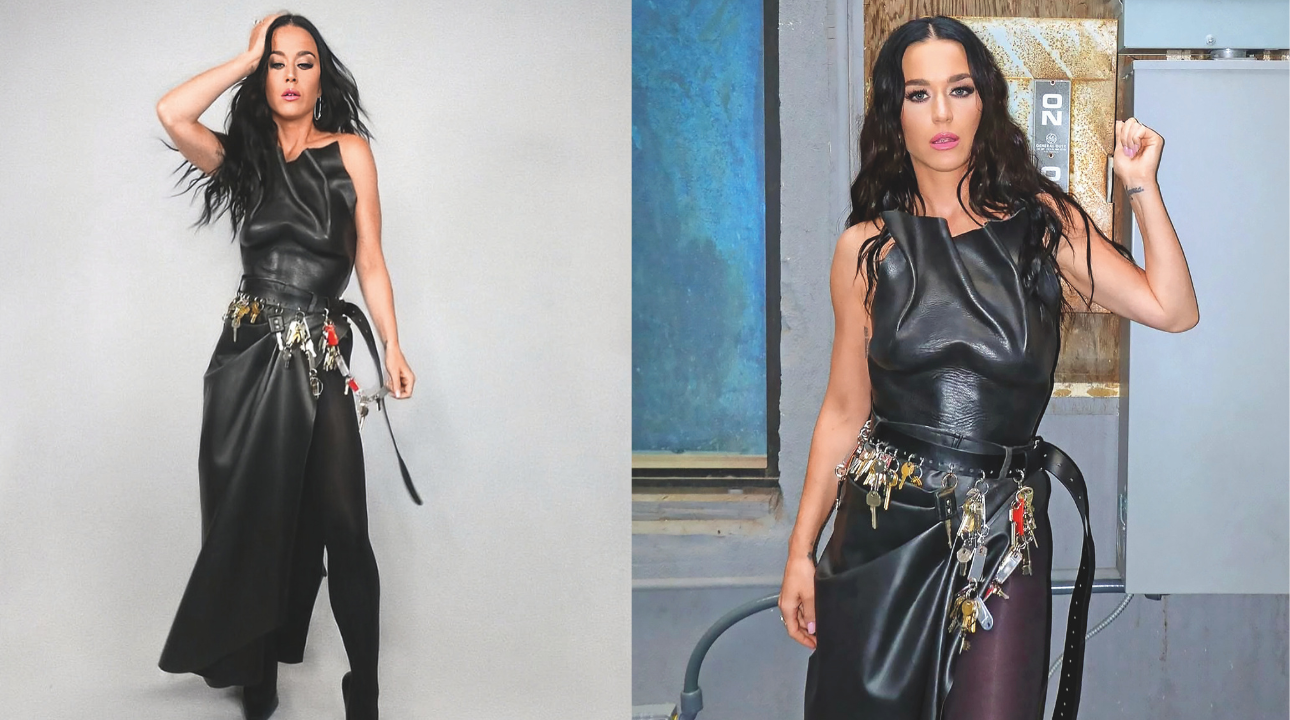 Katy Perry adorned her skirt with keys and trinkets Katy Perry adorned her skirt with keys and trinkets