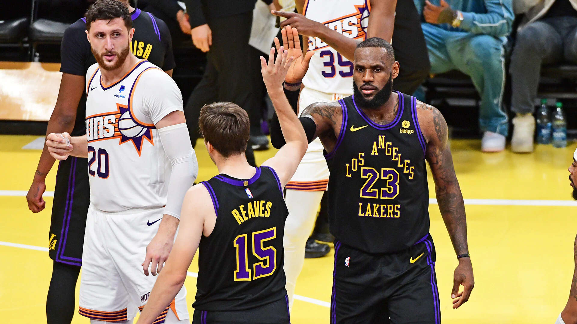 Lakers' Austin Reaves and LeBron James vs Suns