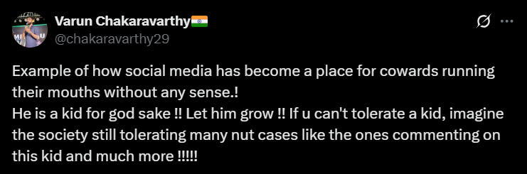 वरुण चक्रवर्ती पोस्ट
