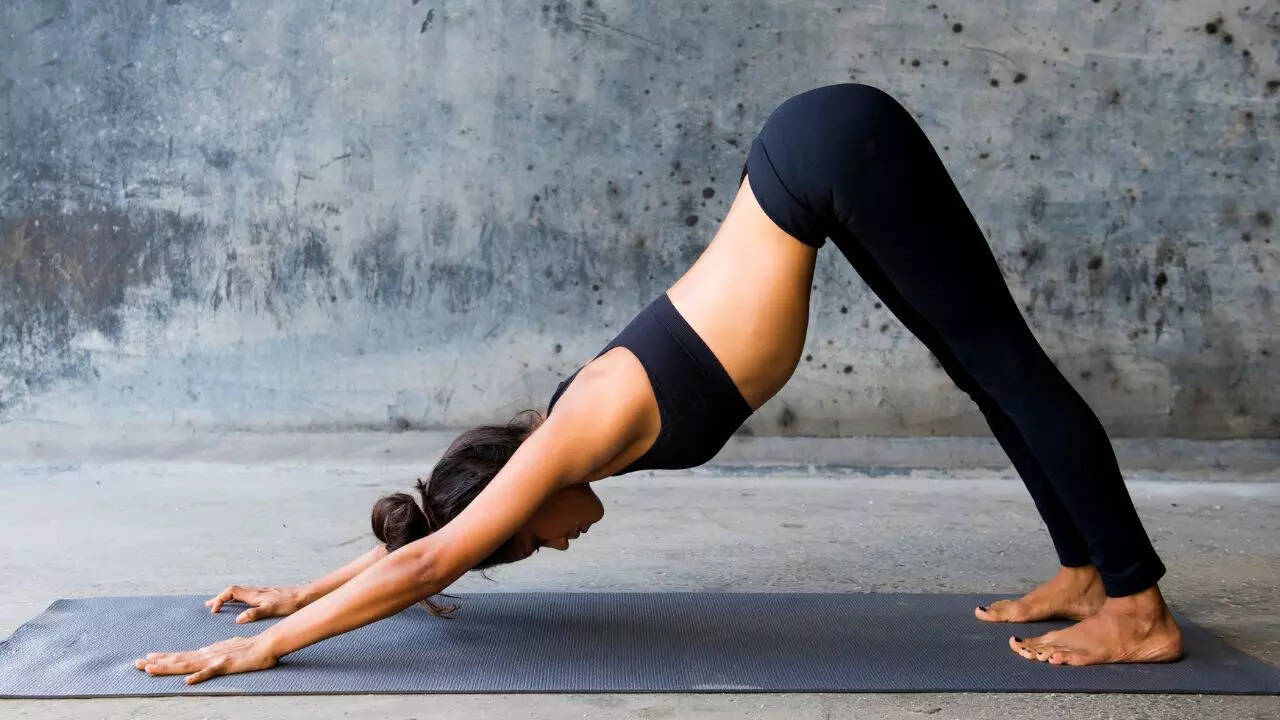 Downward dog facing pose