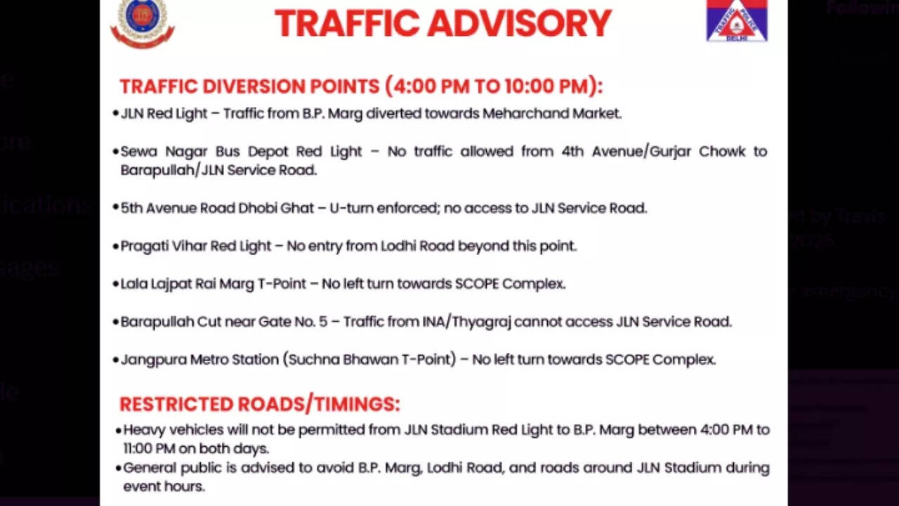 Delhi traffic advisory
