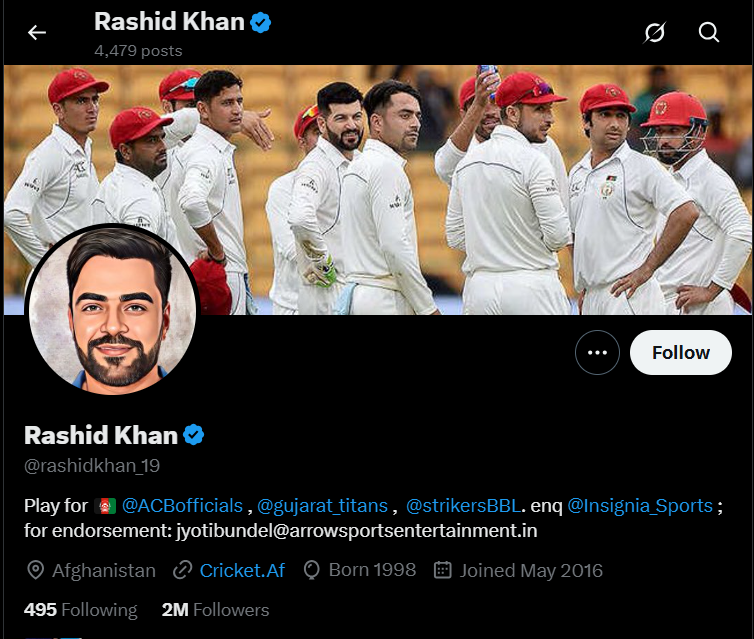 Rashid Khan X handle Rashid Khan