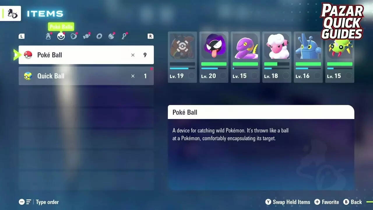 Items in Pokemon Legends ZA