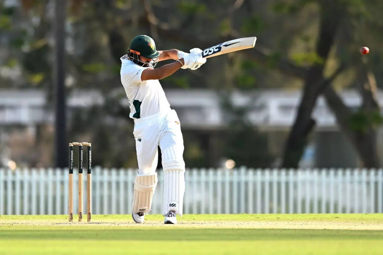 Nikhil Chaudhary scored a dramatic 76 to save the match for Tasmania vs Queensland despite carrying high fever the evening before. (Photo by Special Arrangement) Nikhil4-1280