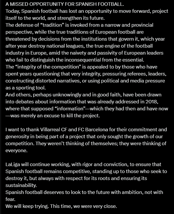 Javier Tebas on X Screenshot 2025-10-22 161527