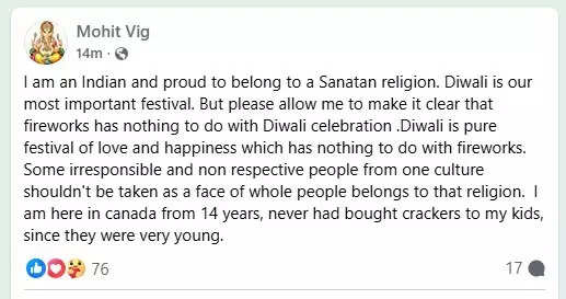 An Indian man said fireworks have nothing to do with Diwali celebrations. An Indian man said fireworks have nothing to do with Diwali celebrations.