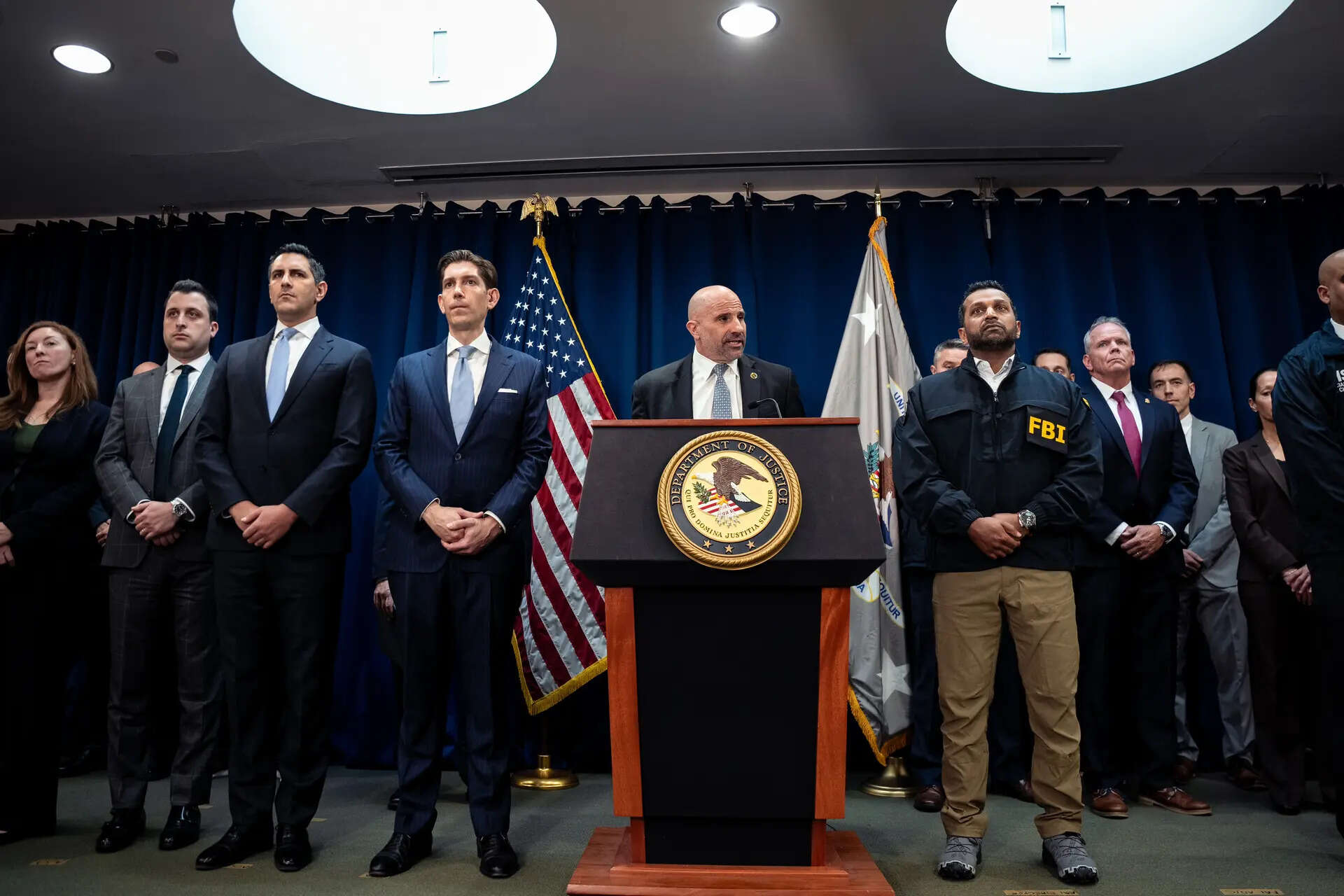 FBI assistant director Christopher Raia speaks at a press conference announcing the arrests of Portland Trail Blazers head coach Chauncey Billups and Miami Heat guard Terry Rozier (AP Photo/Angelina Katsanis) Sports Betting Arrests