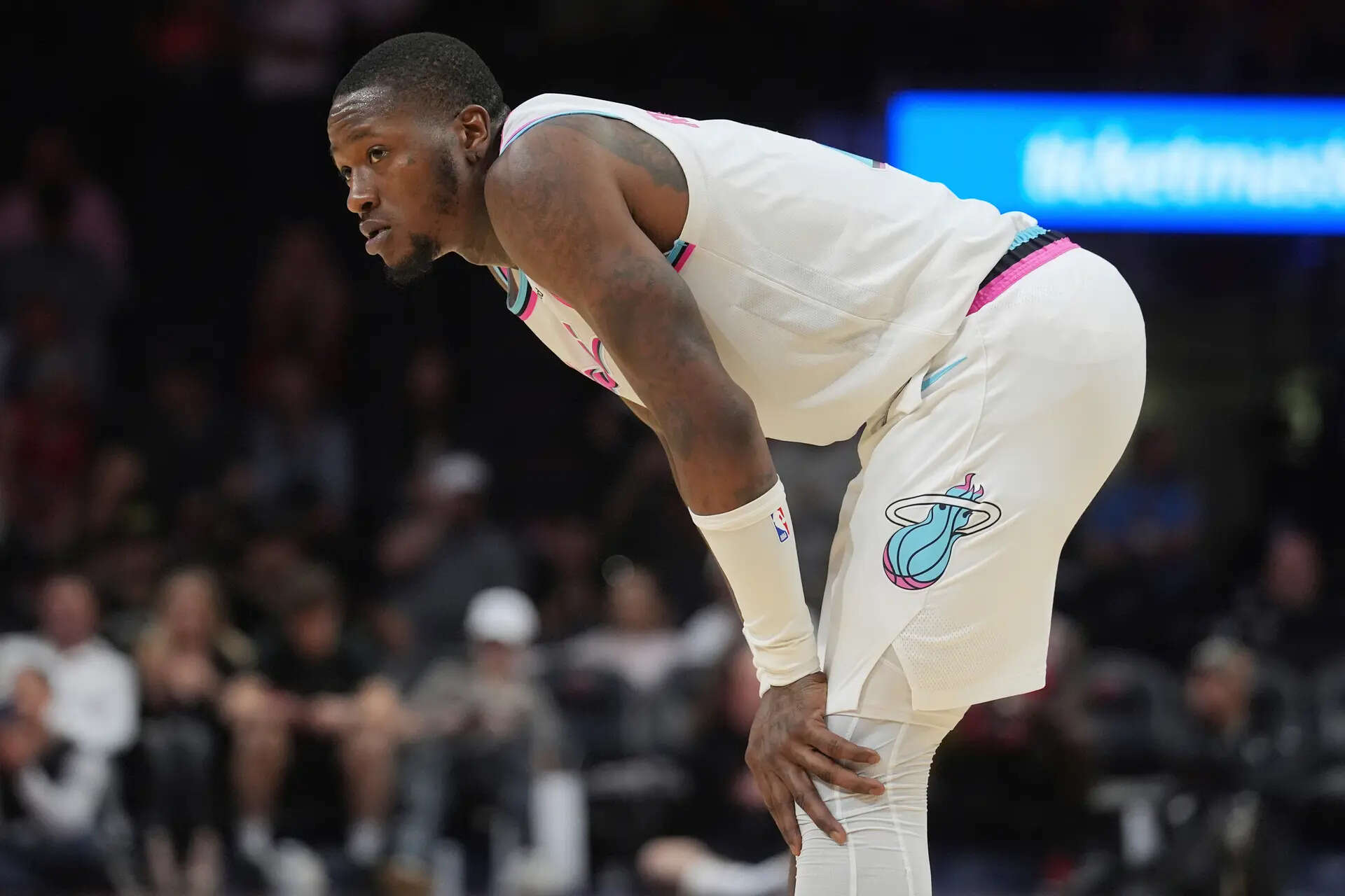 FILE - Miami Heat guard Terry Rozier (2) looks up court during the last seconds of the second half of an NBA basketball game against the Chicago Bulls, Saturday, March 8, 2025, in Miami. (AP Photo/Marta Lavandier, File) Sports-Betting-Arrests