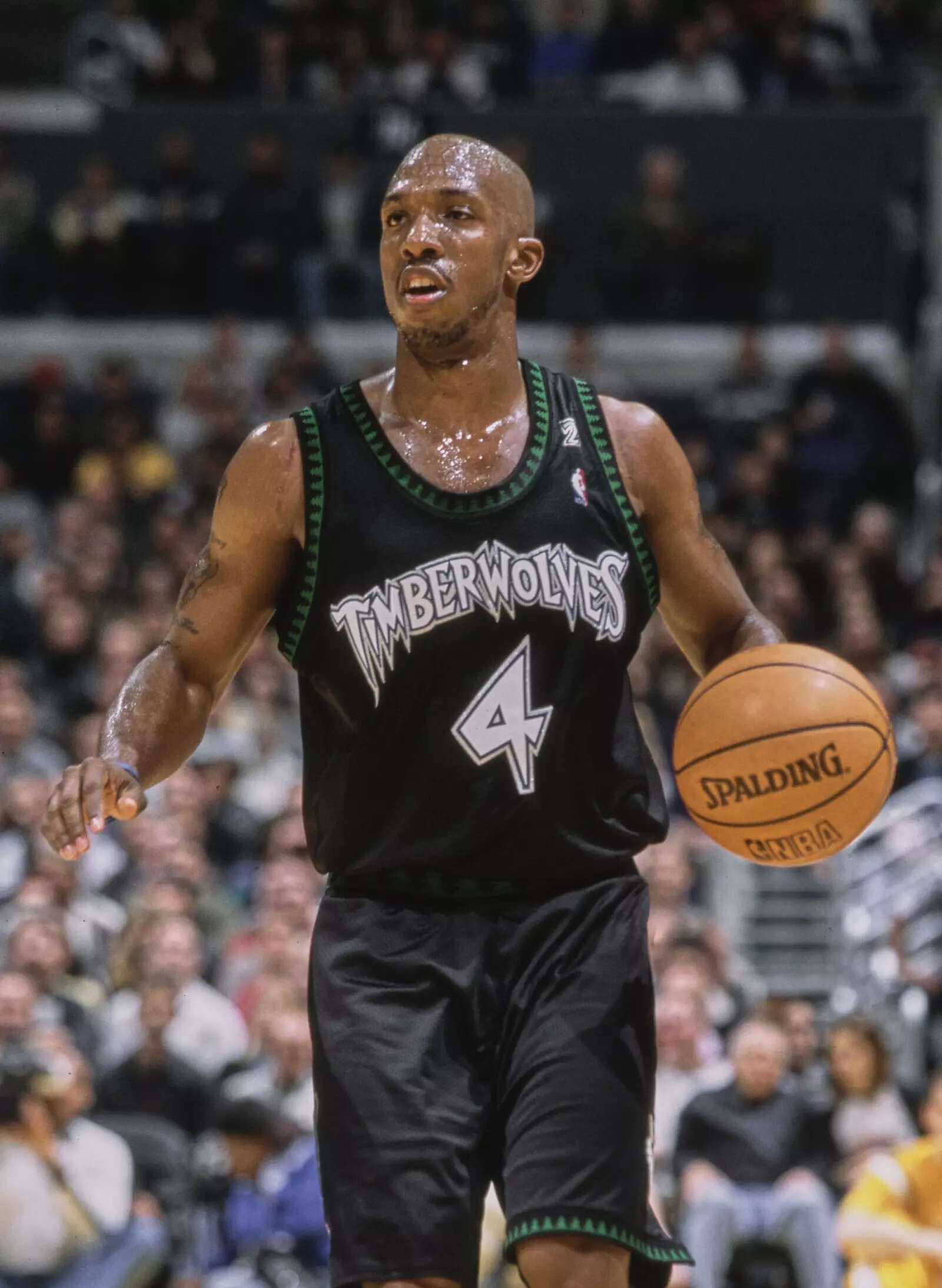 Chauncey Billups in action for Minnesota Timberwolves against the Los Angeles Lakers on 24th November 2000 at the STAPLES Center arena in Los Angeles, California (Photo by Stephen Dunn/Getty Images) Minnesota Timberwolves vs Los Angeles Lakers