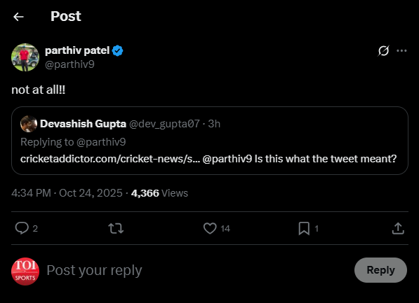 Parthiv Patel on X Screenshot 2025-10-24 184108