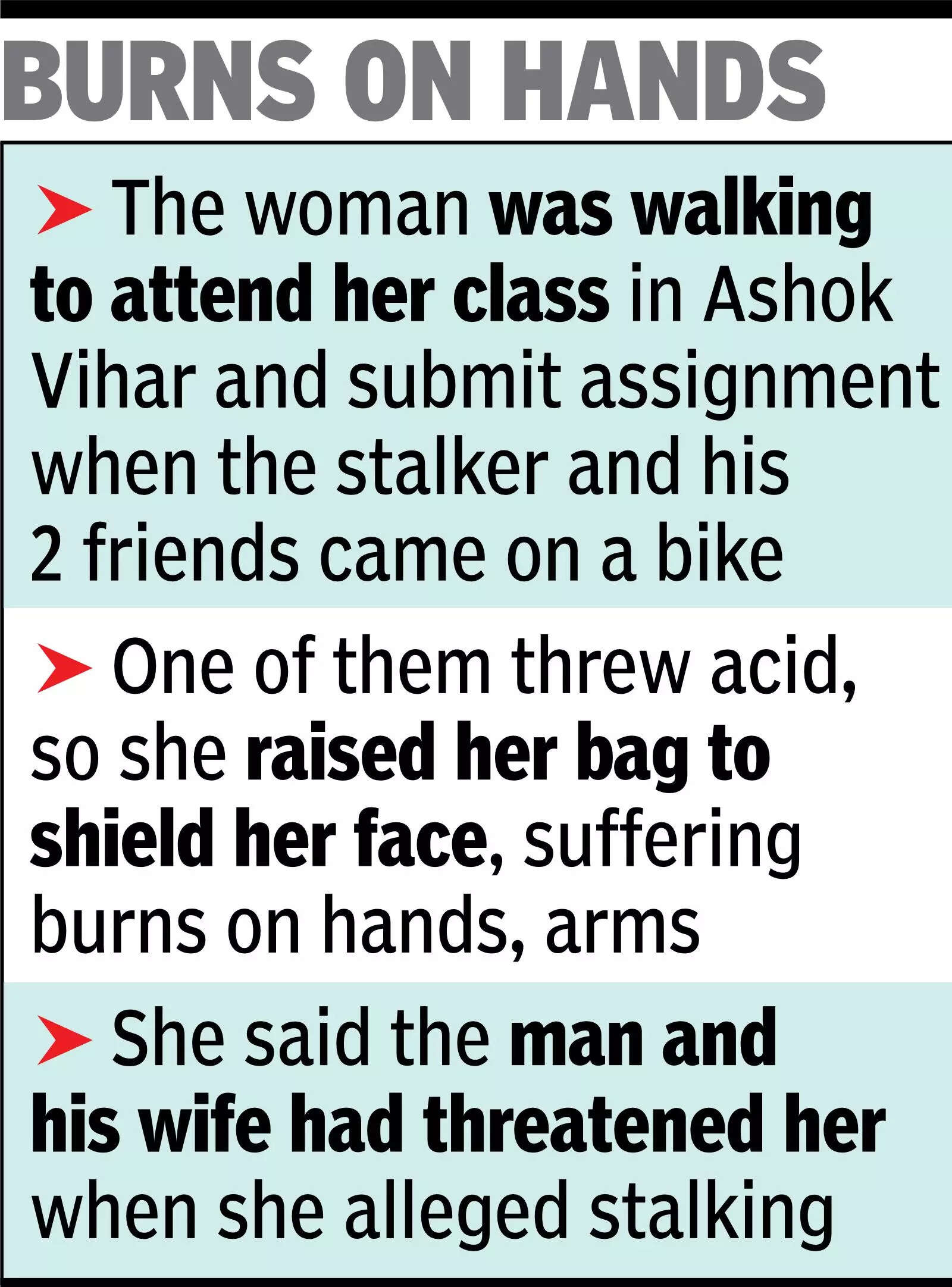 DU student, 19, attacked with acid by stalker, aides