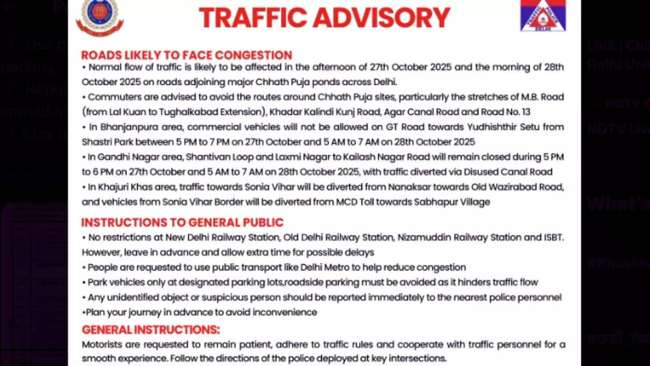 Delhi Traffic Police advisory