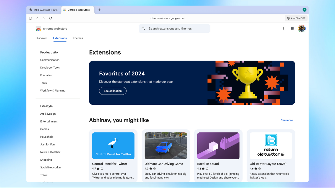 Chrome Web Store is where you'd find all the extensions for Atlas  because its Chromium