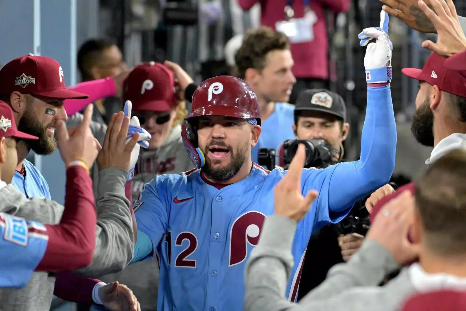 Philadelphia Phillies designated hitter Kyle Schwarber (12) (Image via Imagn). Philadelphia Phillies designated hitter Kyle Schwarber (12)