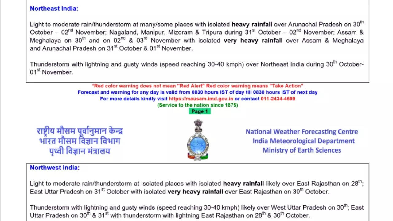 IMD weather prediction for northeast India