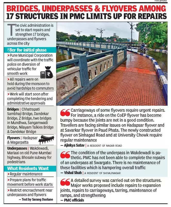 पीएमसीच्या मर्यादेतील १७ इमारतींमधील पूल, अंडरपास आणि उड्डाणपूल दुरुस्तीसाठी