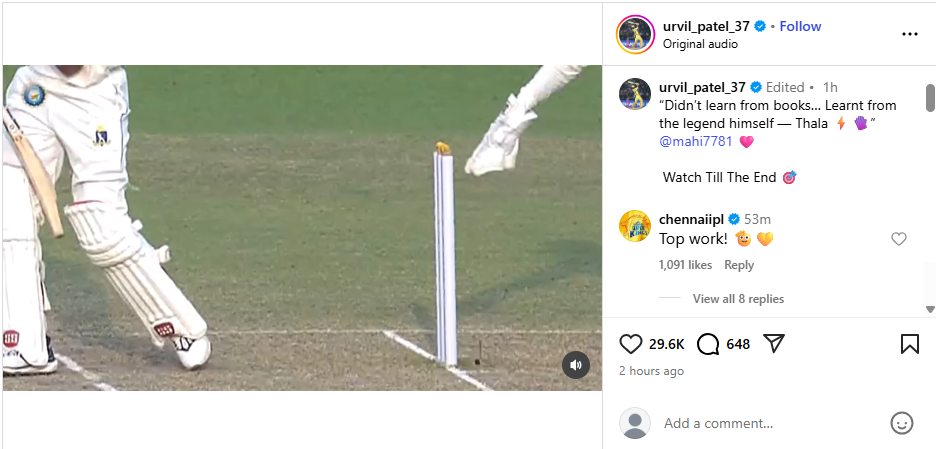 Urvil Patel Insta post Urvil Patel