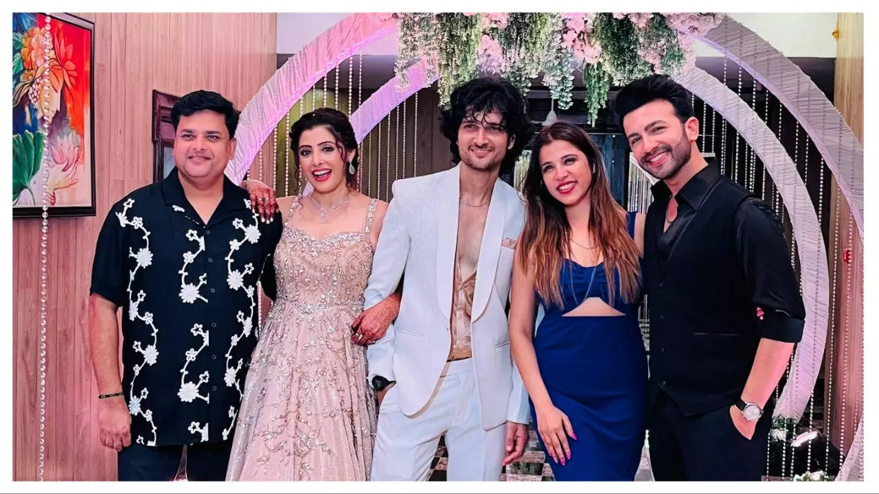 The couple with their friends Rupesh Sonar and Rohit Bhardwaj at their sangeet The couple with their friends Rupesh Sonar and Rohit Bhardwaj at their sangeet