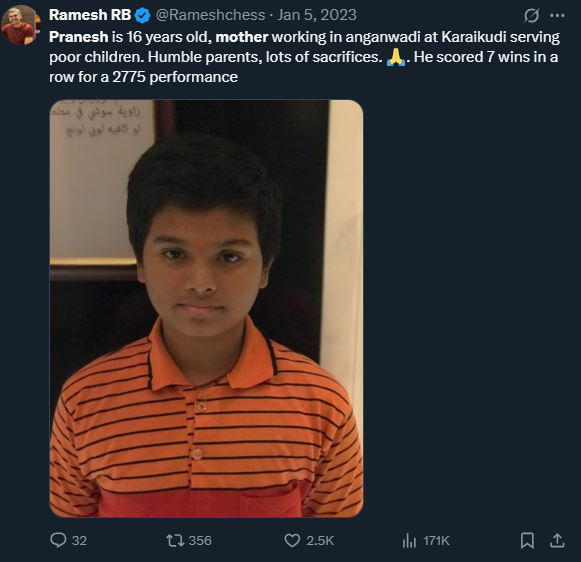 प्रणेश के लिए आरबी रमेश की पोस्ट एंबेड 1