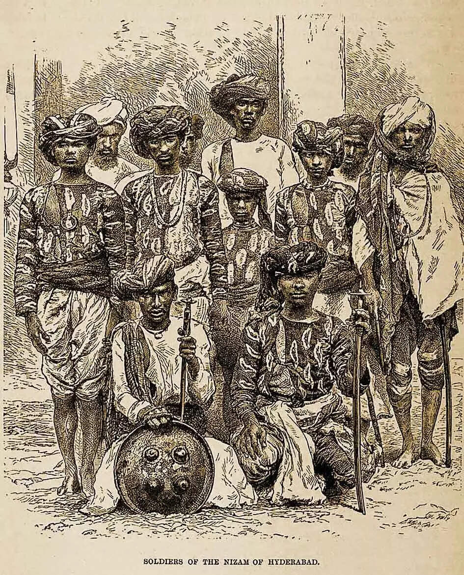 An illustration of the soldiers of the Nizam of Hyderabad Soldiers of the Nizam of Hyderabad
