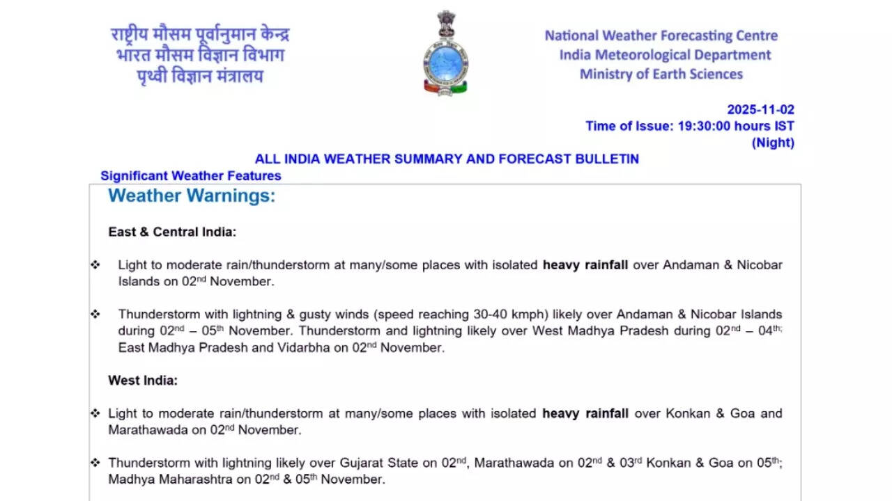 IMD weather bulletin