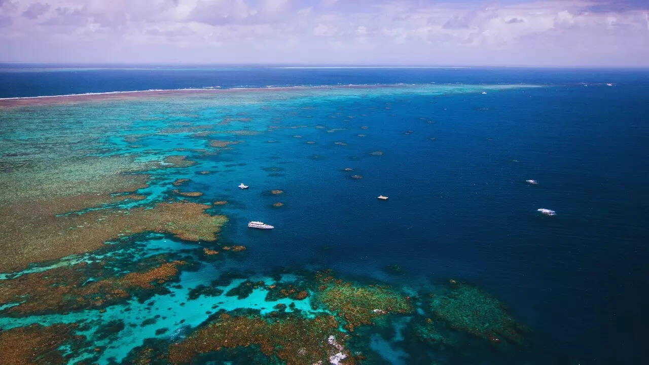 Aerial view of Great Barrier Reef