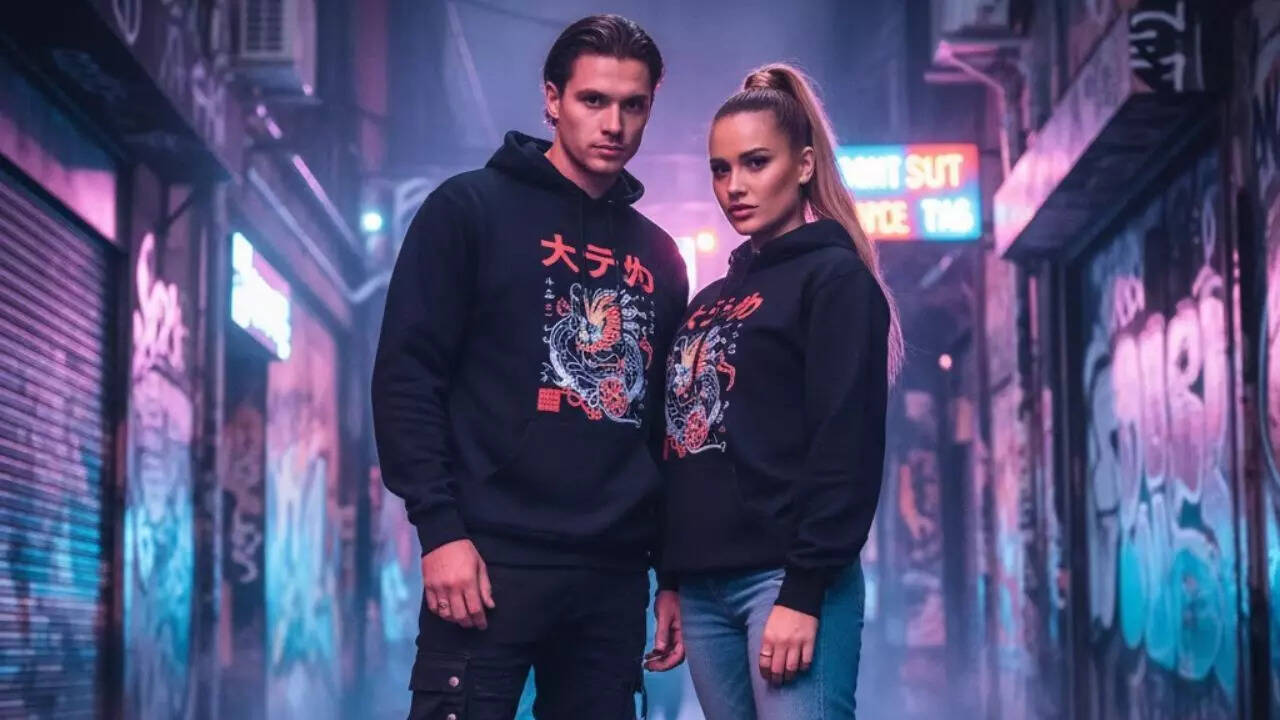 Urban streetwear couples portrait