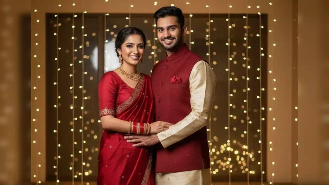 Classic Indian ethnic couples portrait