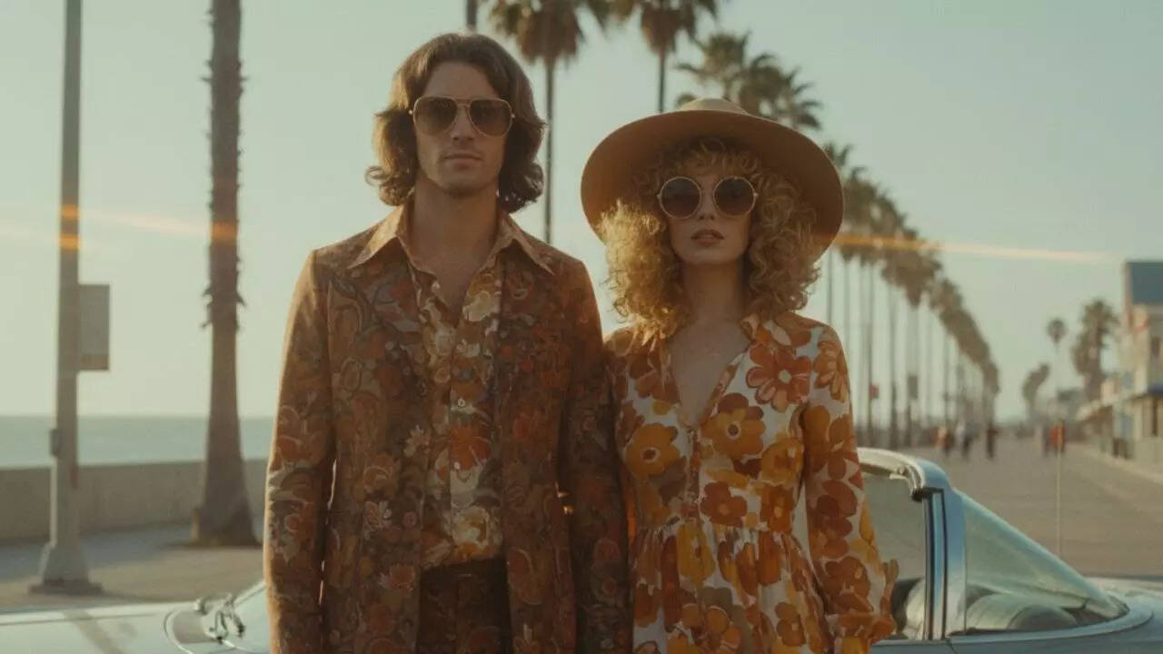 Vintage Bollywood or retro film couples portrait