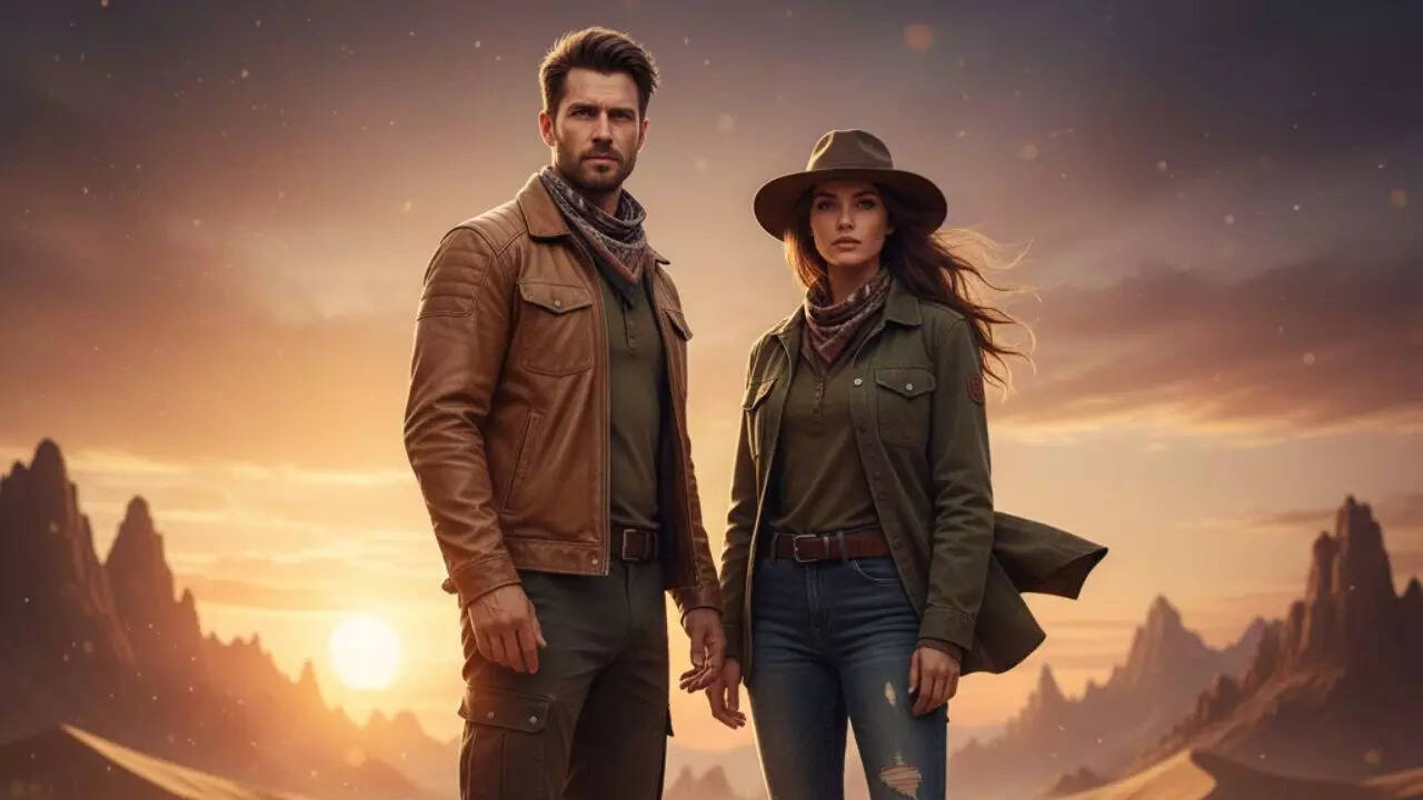 Desert adventure couples portrait