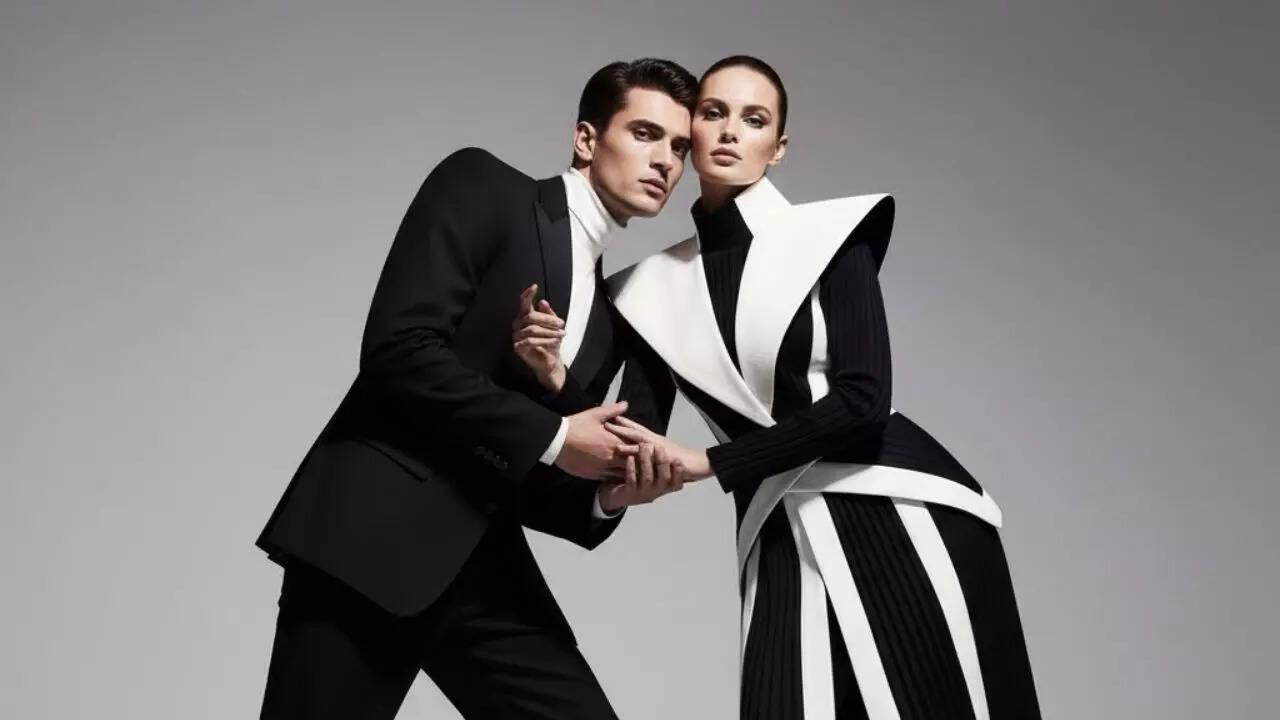 Studio editorial couple portrait