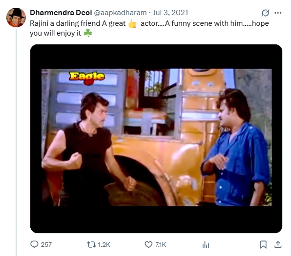 ధర్మేంద్ర X పోస్ట్