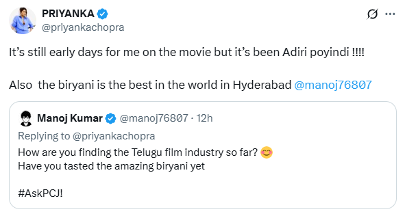 Priyanka Chopra's Tweet