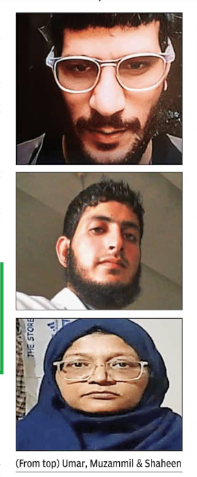 (ऊपर से) उमर, मुजम्मिल और शाहीन