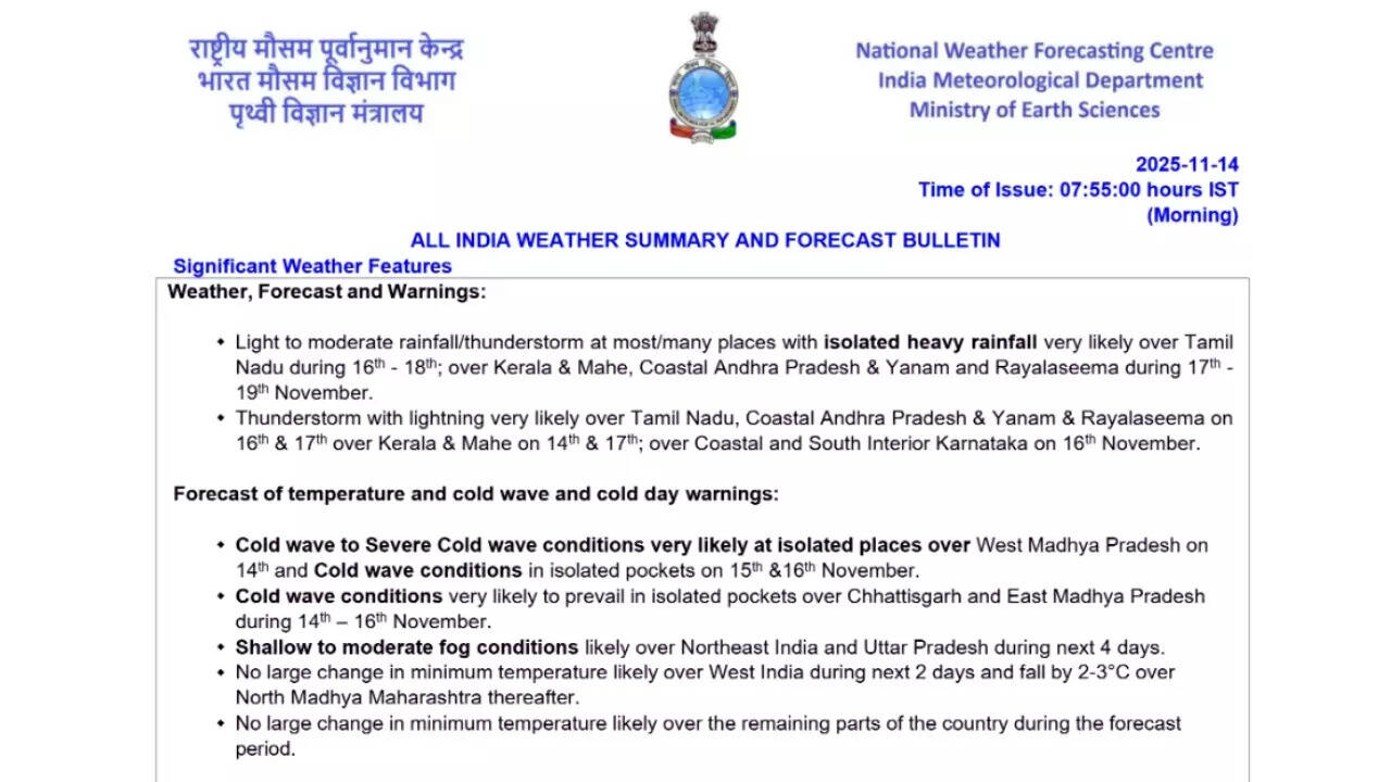 IMD weather update