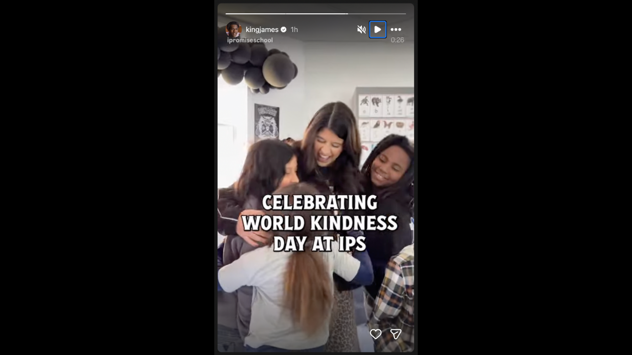 Image via LeBron James/Instagram (screengrab) LeBron James shares World Kindness Day reel by IPS