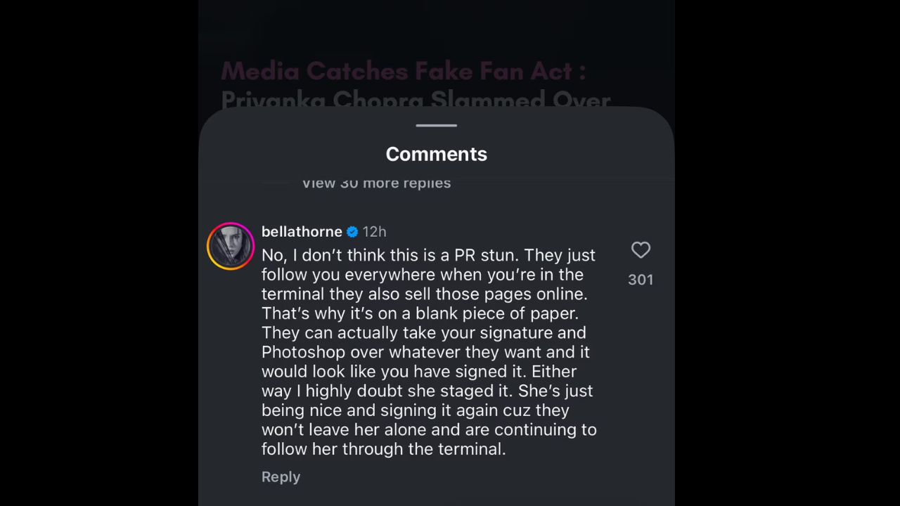 Bella Thorne backs Priyanka Chopra