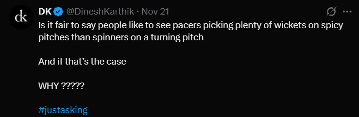 दिनेश कार्तिक यांनी पोस्ट केले