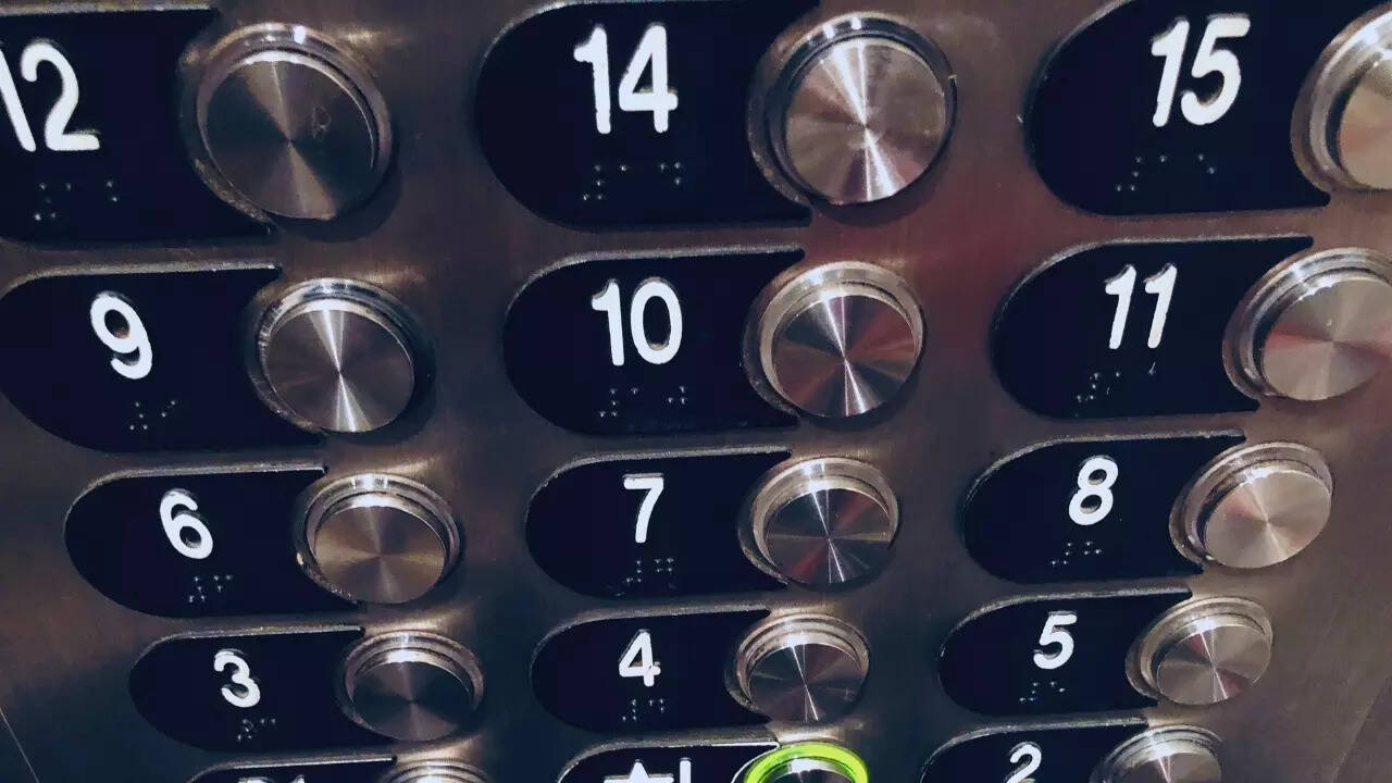 Hotel elevator buttons panel without the 13th floor