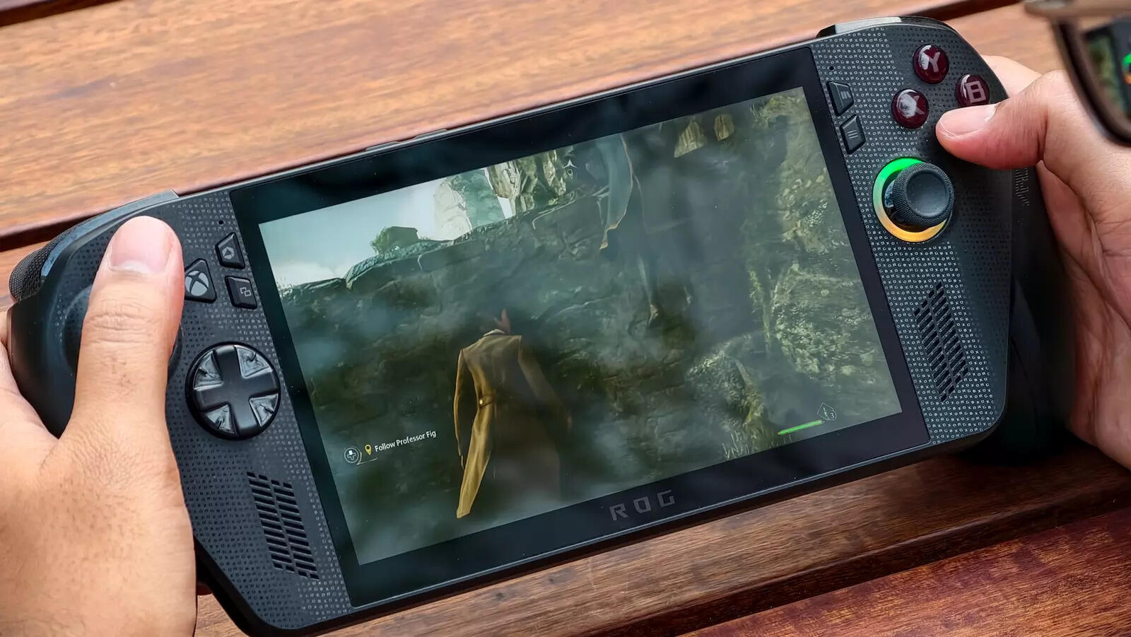 Streaming Hogwarts Legacy at nearly 60fps through a 5G mobile hotspot in a cafe—Xbox Cloud Gaming turns the Ally X into a proper 'gaming on the go' device when the internet cooperates