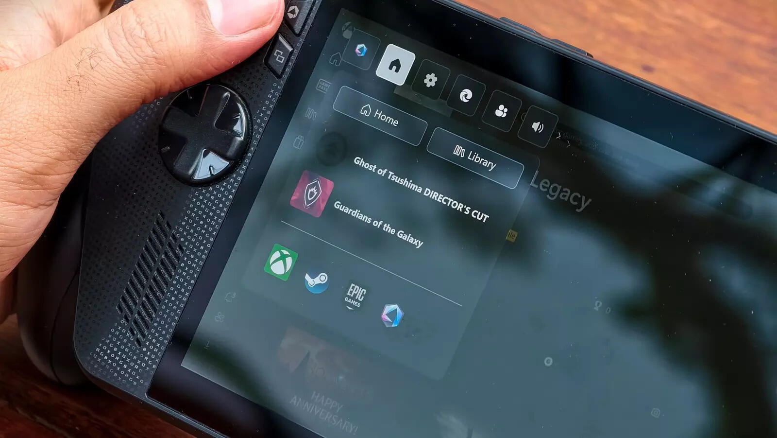 Press the Xbox button and Armoury Crate pops up through the Game Bar—quick access to TDP modes and system settings.