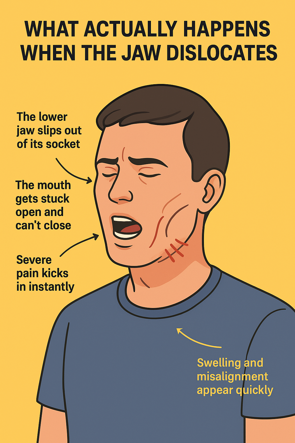 வைரஸ் கோல்கப்பா மற்றும் தாடை இடப்பெயர்வு விபத்தை மருத்துவர்கள் உடைக்கிறார்கள்: தாடைக்குள் உண்மையில் என்ன நடக்கிறது