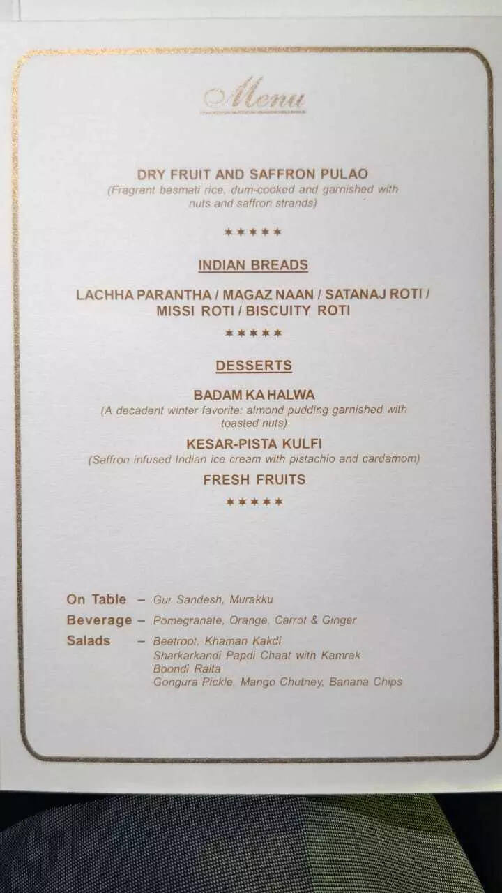 Breads and desserts menu for state banquet