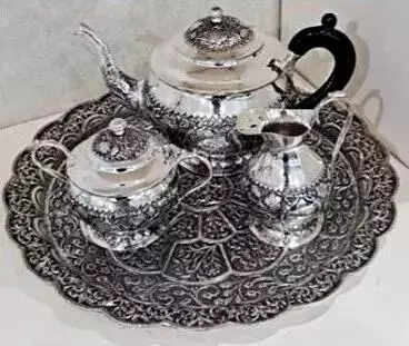Ornate silver tea set