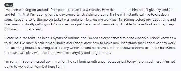 Reddit post made by the user