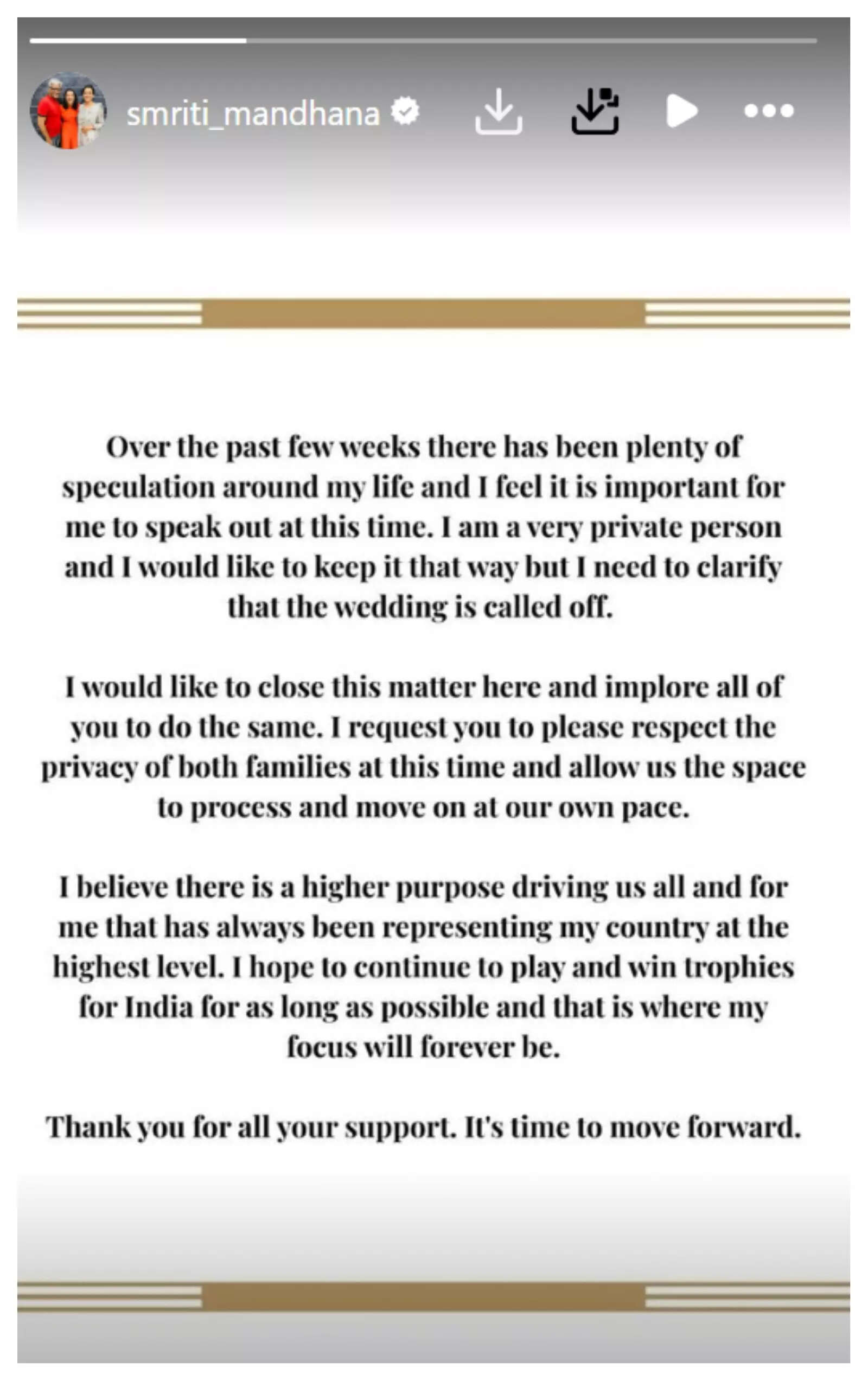 Smriti Mandhana's statement