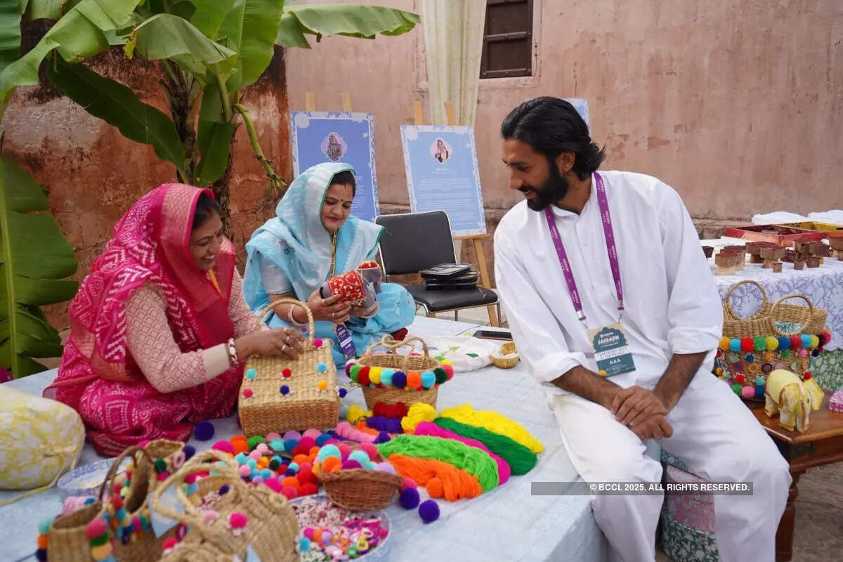Erstwhile Jaipur royal Padmanabh Singh interacting with the artisans