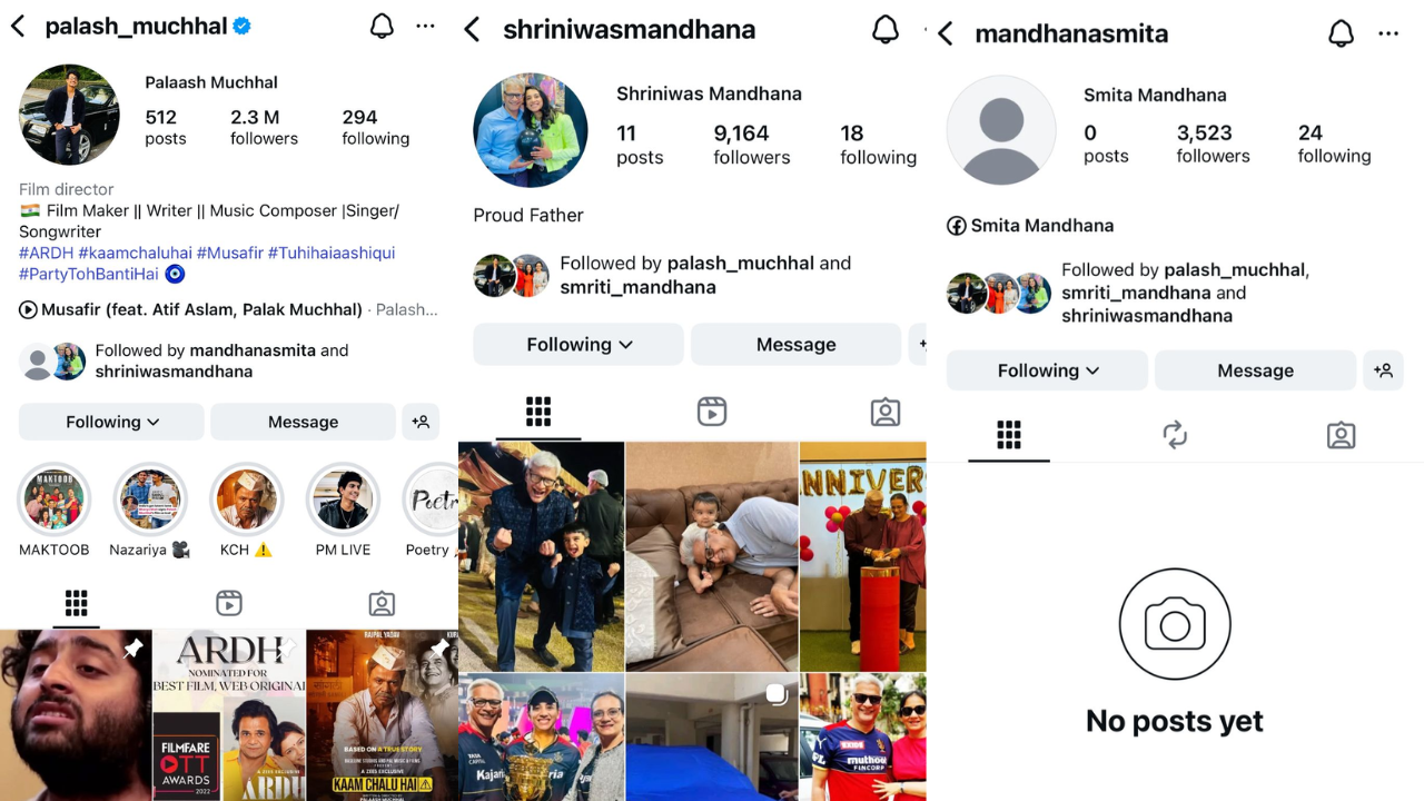 స్మృతి మంధాన తల్లిదండ్రులు ఇప్పటికీ పలాష్ను అనుసరిస్తున్నారు