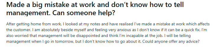 Reddit post made by the user